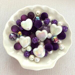 Lot Of 55 Beads For Beadable Pens-Purple Passion Mix